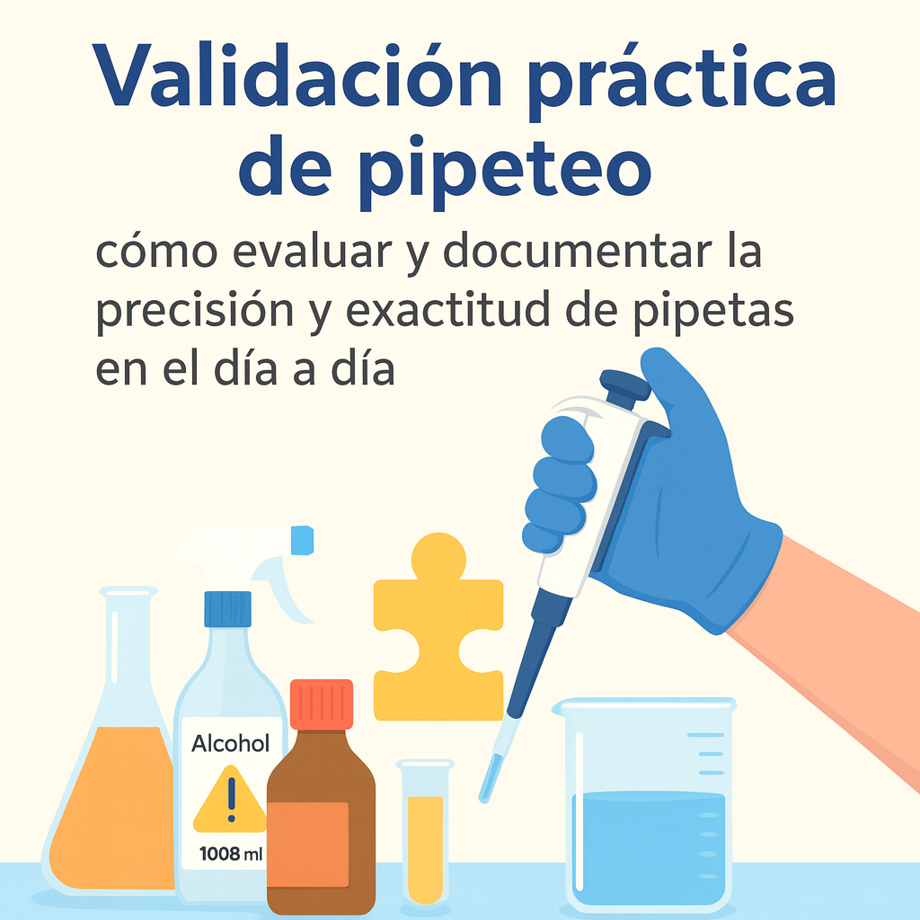 Validación práctica de pipeteo: cómo evaluar y documentar la precisión y exactitud de pipetas en el día a día